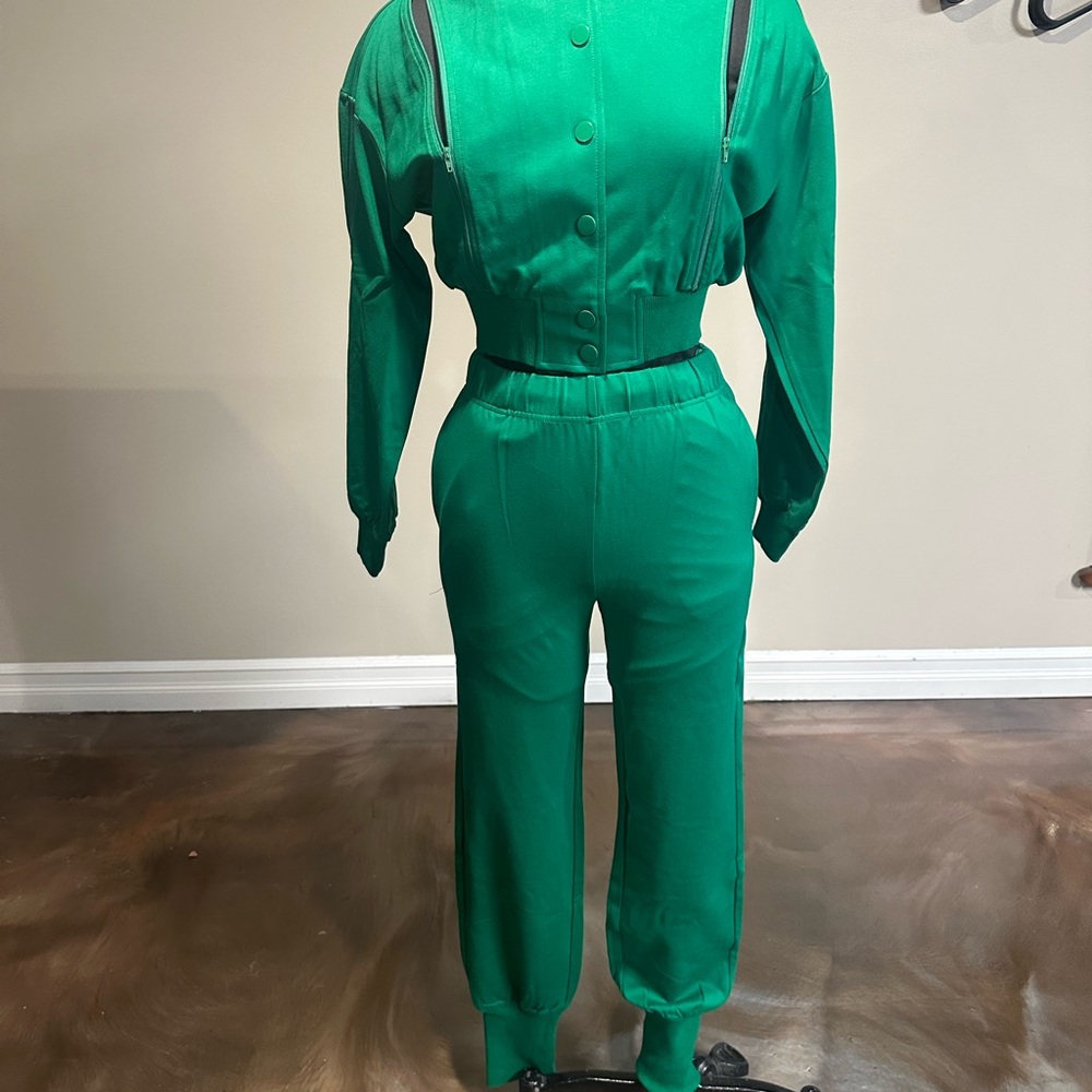 Zara Emerald Green Button-Up Jumpsuit
